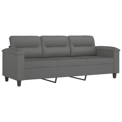 3-Sitzer-Sofa mit Hocker Dunkelgrau 180 cm Mikrofasergewebe