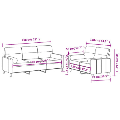 2-tlg. Sofagarnitur mit Kissen Taupe Stoff