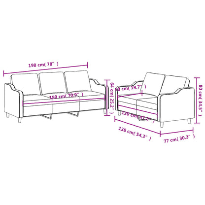 2-tlg. Sofagarnitur mit Kissen Taupe Stoff