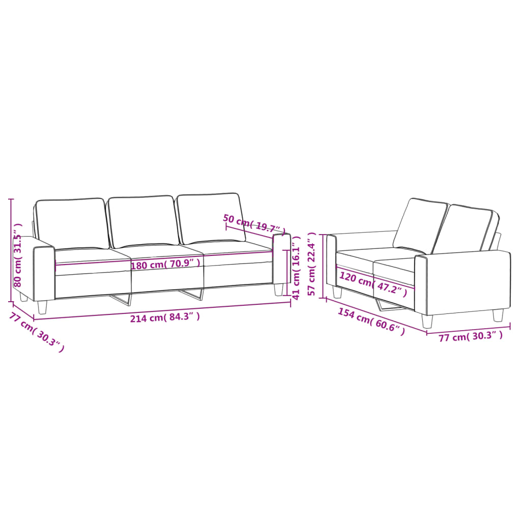 2-tlg. Sofagarnitur Creme Stoff