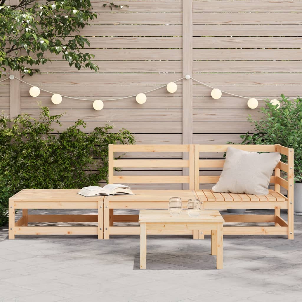 Gartensofa mit Fußhocker 2-Sitzer Massivholz Kiefer