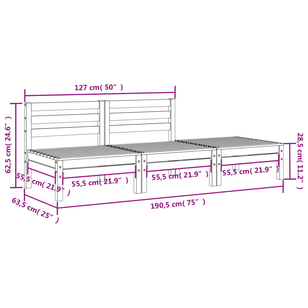 Gartensofa 3-Sitzer Massivholz Douglasie