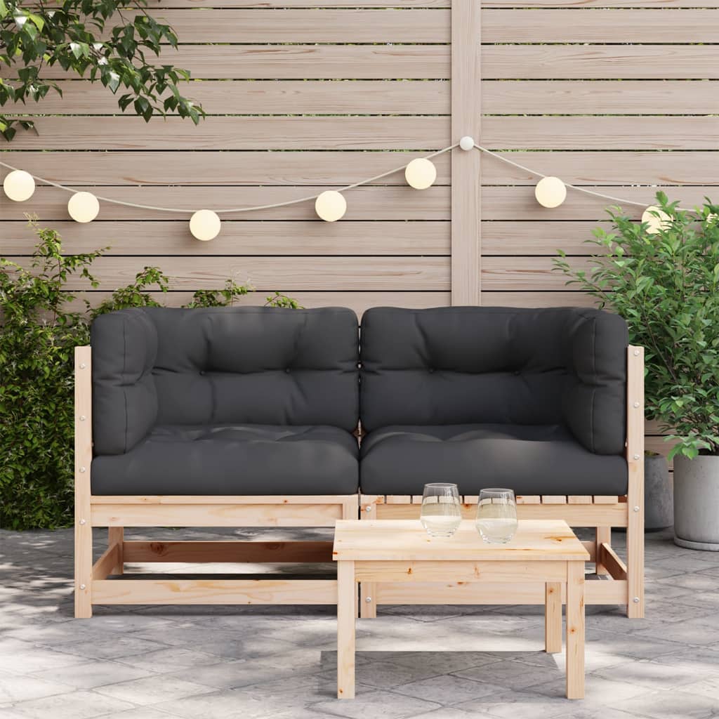 Garten-Ecksofas mit Kissen 2 Stk. Massivholz Kiefer