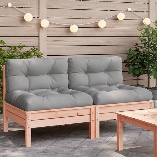 Gartensofa ohne Armlehnen mit Kissen 2Stk. Massivholz Douglasie