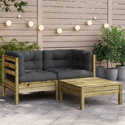 Gartensofa mit Kissen und Hocker 2-Sitzer