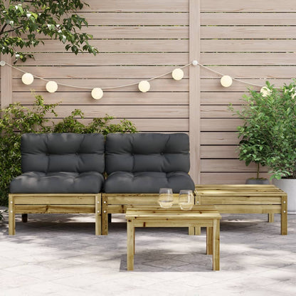 Gartensofa mit Kissen und Hocker 2-Sitzer