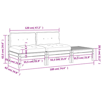 Gartensofa mit Kissen und Hocker 2-Sitzer