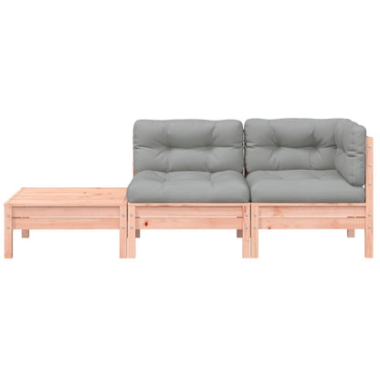 Gartensofa mit Kissen und Fußhocker Massivholz Douglasie