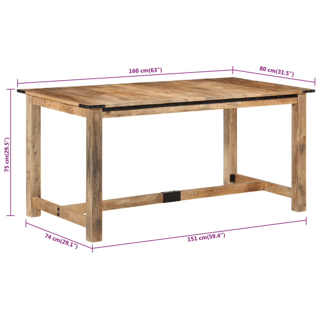 Esstisch 160x80x75 cm Massivholz Mango