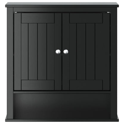 Bad-Wandschrank BERG Schwarz 69,5x27x71,5 cm Massivholz