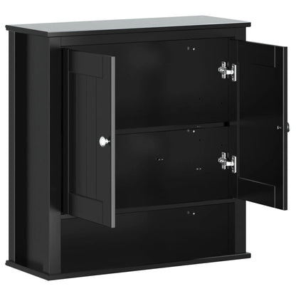 Bad-Wandschrank BERG Schwarz 69,5x27x71,5 cm Massivholz