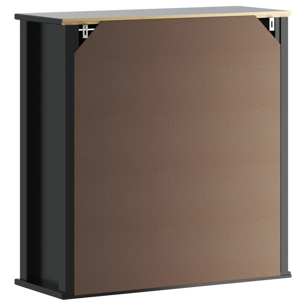 Bad-Wandschrank BERG Schwarz 69,5x27x71,5 cm Massivholz