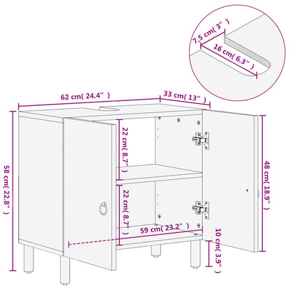 Waschbeckenunterschrank 62x33x58 cm Massivholz Mango