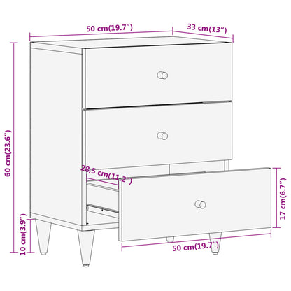 Nachttisch 50x33x60 cm Massivholz Mango