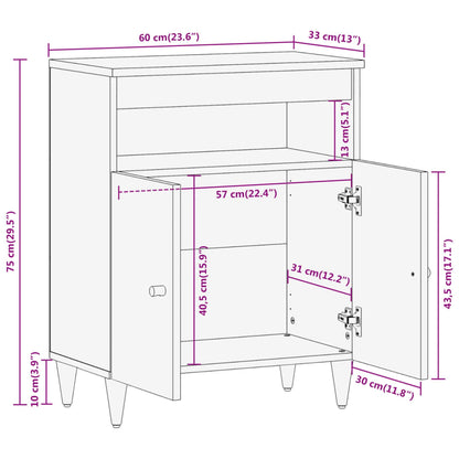 Beistellschrank 60x33x75 cm Massivholz Mango