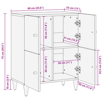 Beistellschrank 60x33x75 cm Massivholz Mango