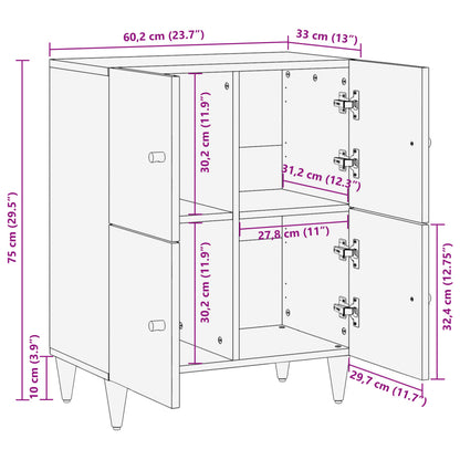 Beistellschrank 60x33x75 cm Massivholz Mango