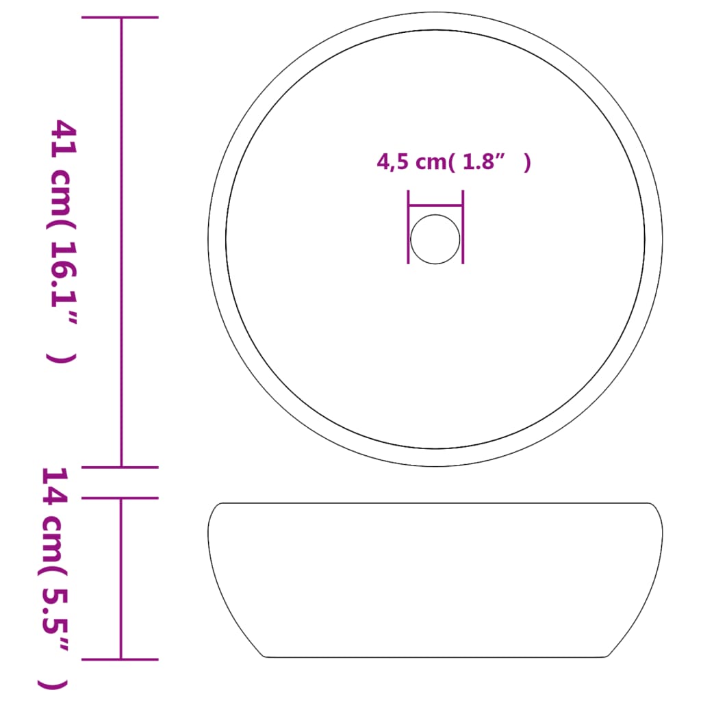 Nadgradni umivaonik crni i sivi okrugli Ø41x14 cm keramika