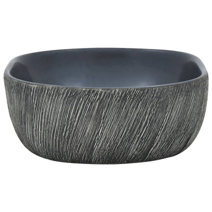 Countertop washbasin black and grey oval 47x33x13 cm ceramic