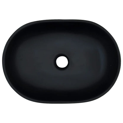 Countertop washbasin black and grey oval 47x33x13 cm ceramic