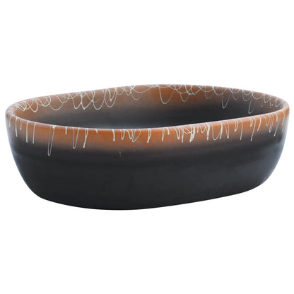 Aufsatzwaschbecken Schwarz und Orange Oval 47x33x13 cm Keramik