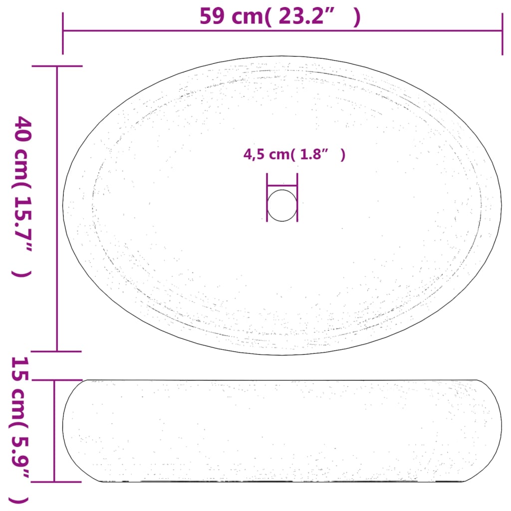 Countertop washbasin green and brown oval 59x40x15 cm ceramic