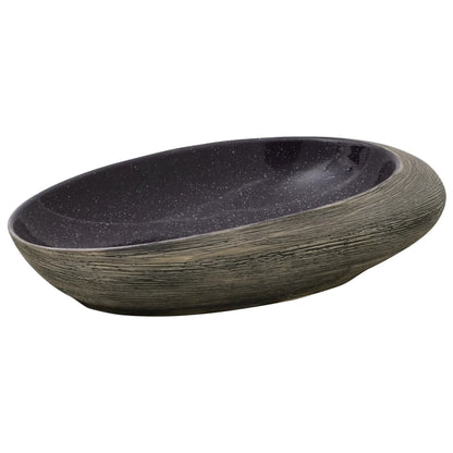 Countertop washbasin purple and grey oval 59x40x14 cm ceramic