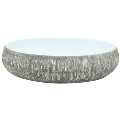 Aufsatzwaschbecken Grau und Blau Oval 59x40x15 cm Keramik