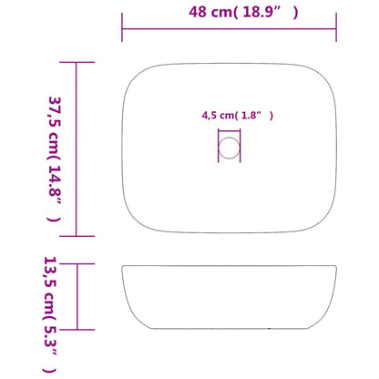 Nadgradni umivaonik crni pravokutni 48x37,5x13,5 cm keramika