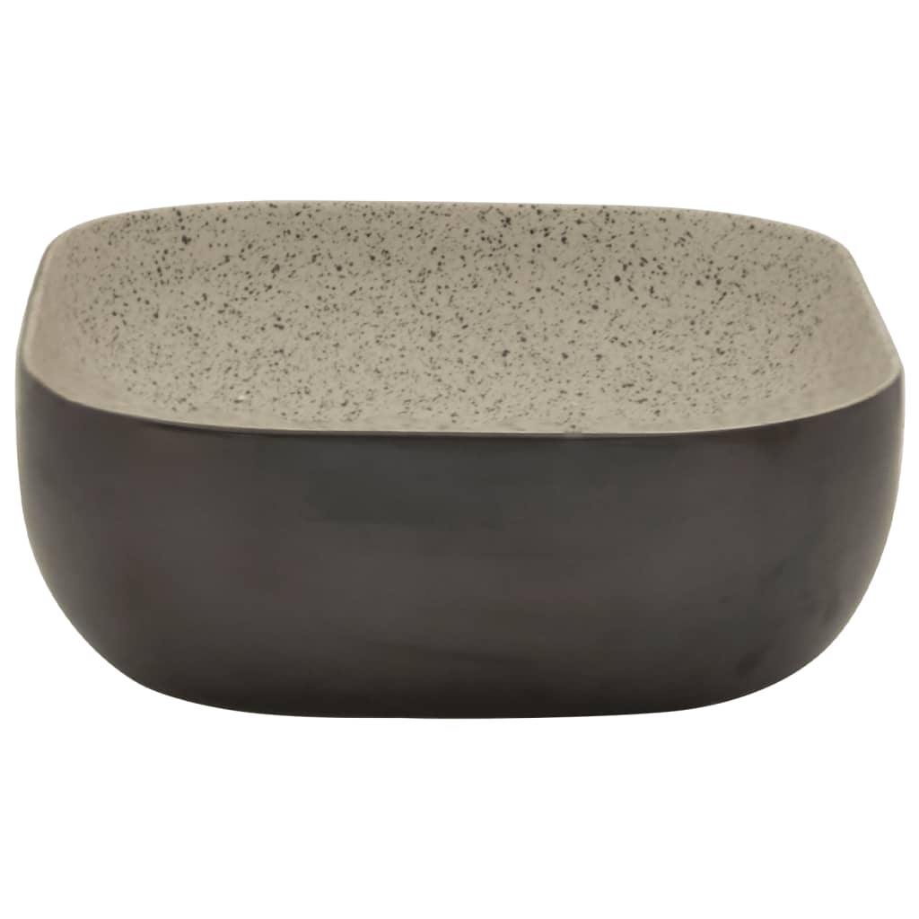 Countertop washbasin grey black rectangle 48x37,5x13,5cm ceramic