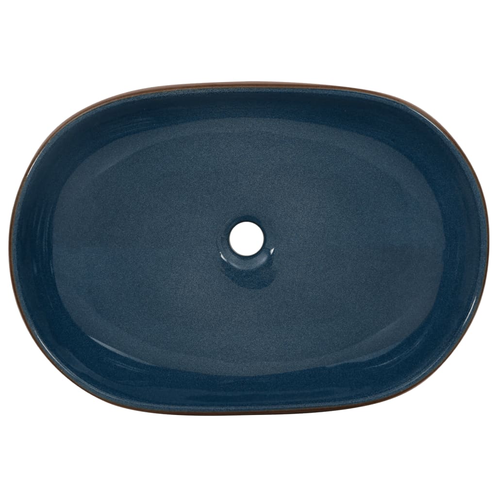 Aufsatzwaschbecken Braun und Blau Oval 59x40x14 cm Keramik