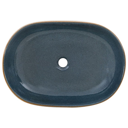 Aufsatzwaschbecken Sandfarben Blau Oval 59x40x14 cm Keramik