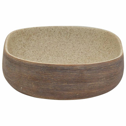 Aufsatzwaschbecken Sandfarben Braun Oval 59x40x14 cm Keramik