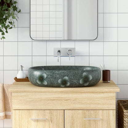 Countertop washbasin blue oval 59x40x14 cm ceramic