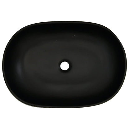 Aufsatzwaschbecken Grau und Schwarz Oval 59x40x14 cm Keramik