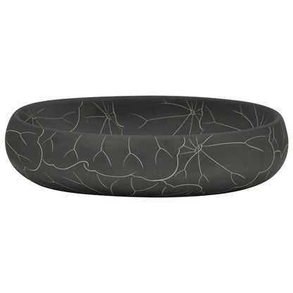 Aufsatzwaschbecken Schwarz Oval 59x40x15 cm Keramik