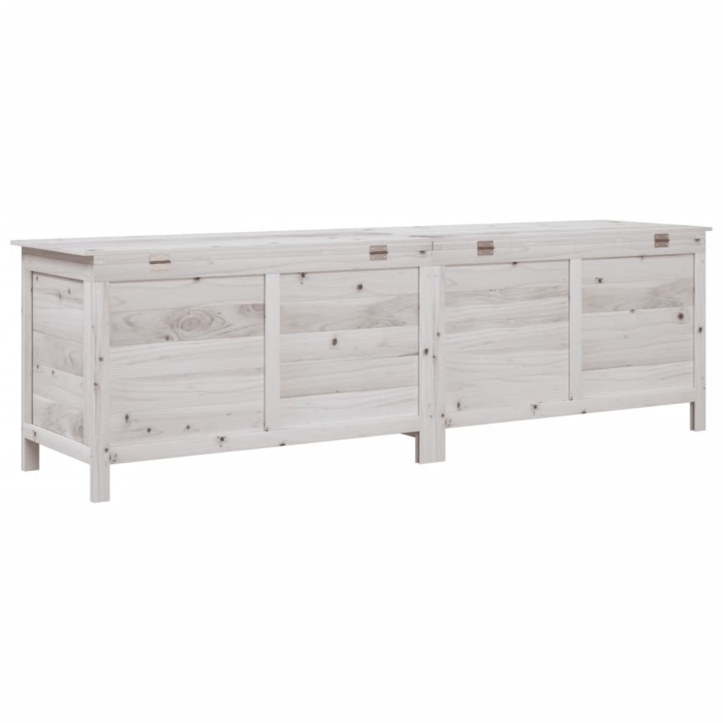 Garden chest white 198.5x50x56.5 cm solid fir wood