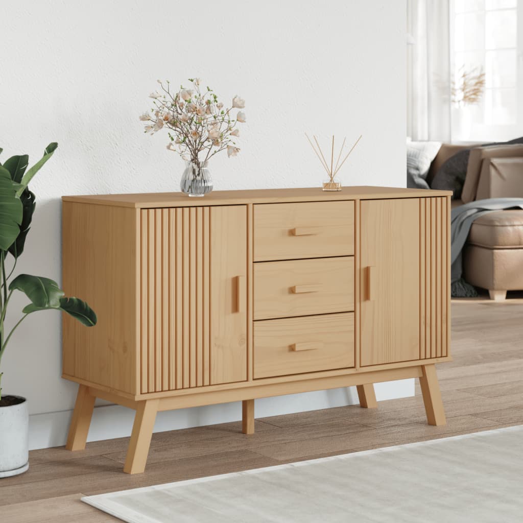 Sideboard OLDEN Braun 114x43x73,5 cm Massivholz Kiefer