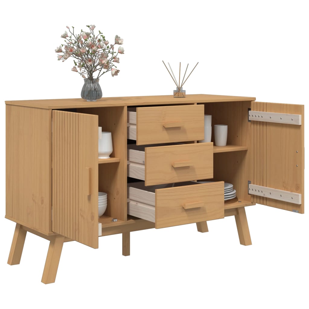 Sideboard OLDEN Braun 114x43x73,5 cm Massivholz Kiefer