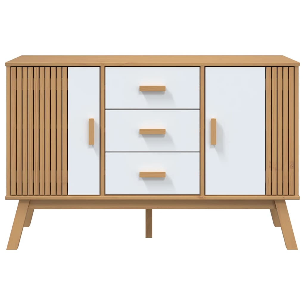 Sideboard OLDEN Weiß und Braun 114x43x73,5 cm Massivholz Kiefer