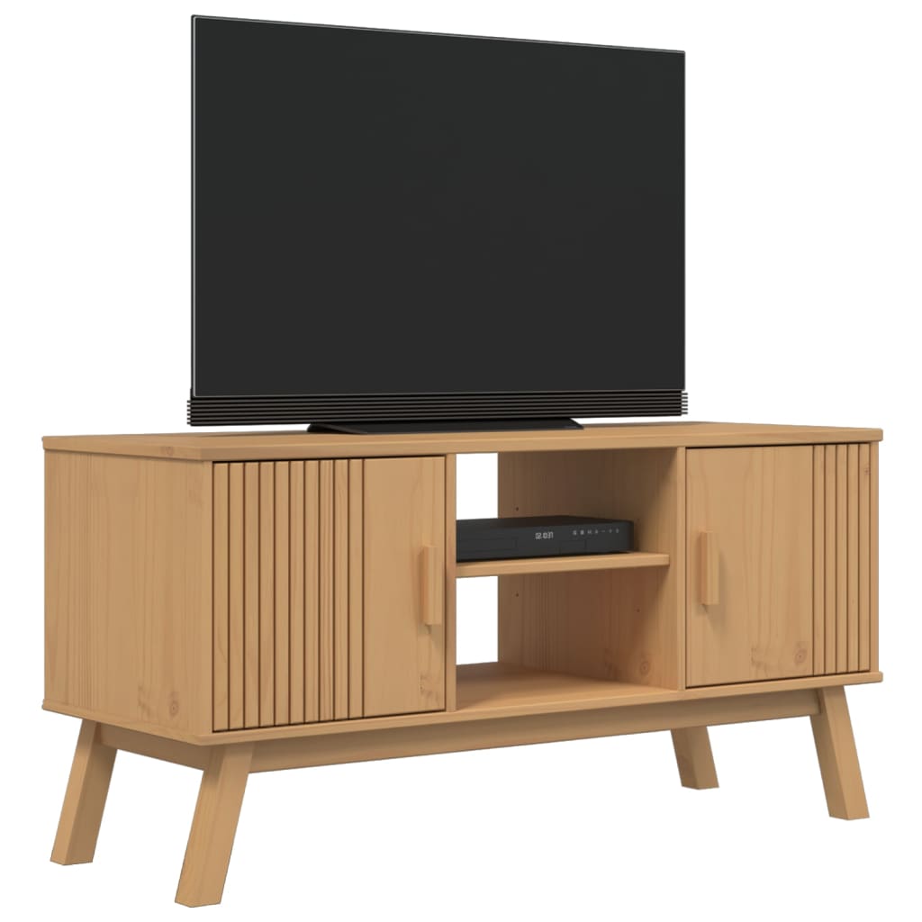 TV-Schrank OLDEN Braun 114x43x57 cm Massivholz Kiefer