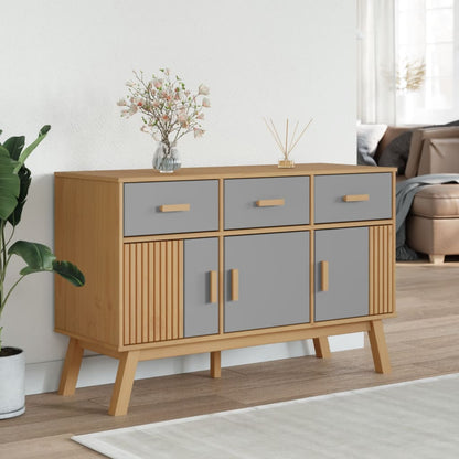 Sideboard OLDEN Grau und Braun 114x43x73,5 cm Massivholz Kiefer