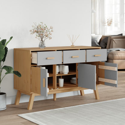 Sideboard OLDEN Grau und Braun 114x43x73,5 cm Massivholz Kiefer