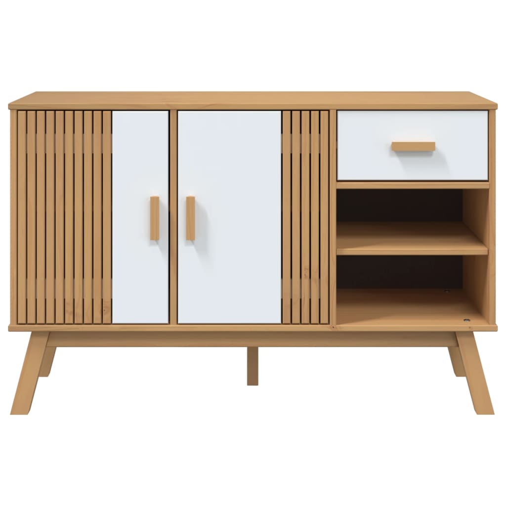 Sideboard OLDEN Weiß und Braun 114x43x73,5 cm Massivholz Kiefer