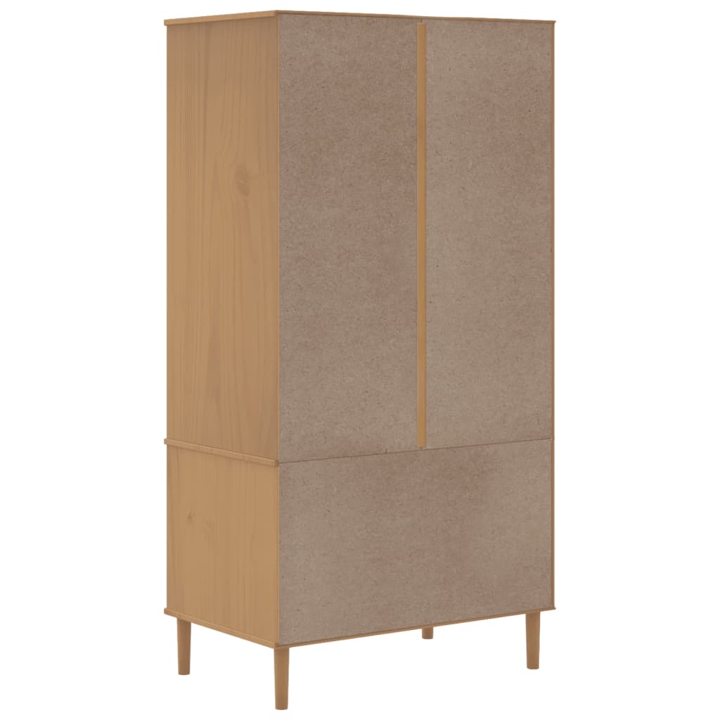 Kleiderschrank SENJA Rattan-Optik Braun 90x55x175cm Kiefernholz