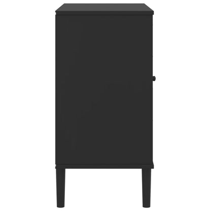 Sideboard SENJA Rattan-Optik Schwarz 80x40x80 cm Kiefernholz