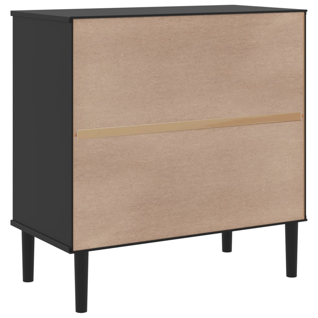 Sideboard SENJA Rattan-Optik Schwarz 80x40x80 cm Kiefernholz