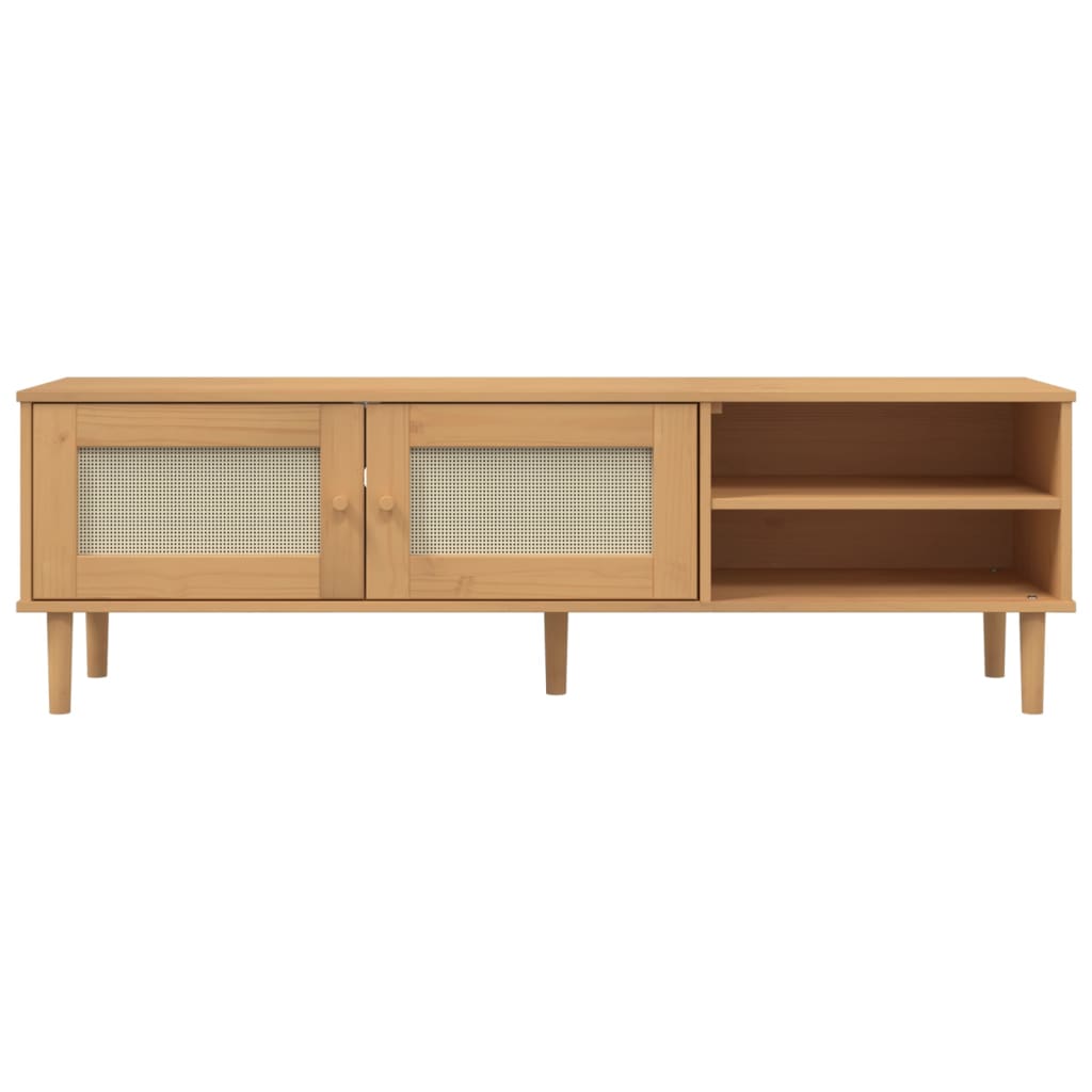 TV-Schrank SENJA Rattan-Optik Braun 158x40x49 cm Kiefernholz