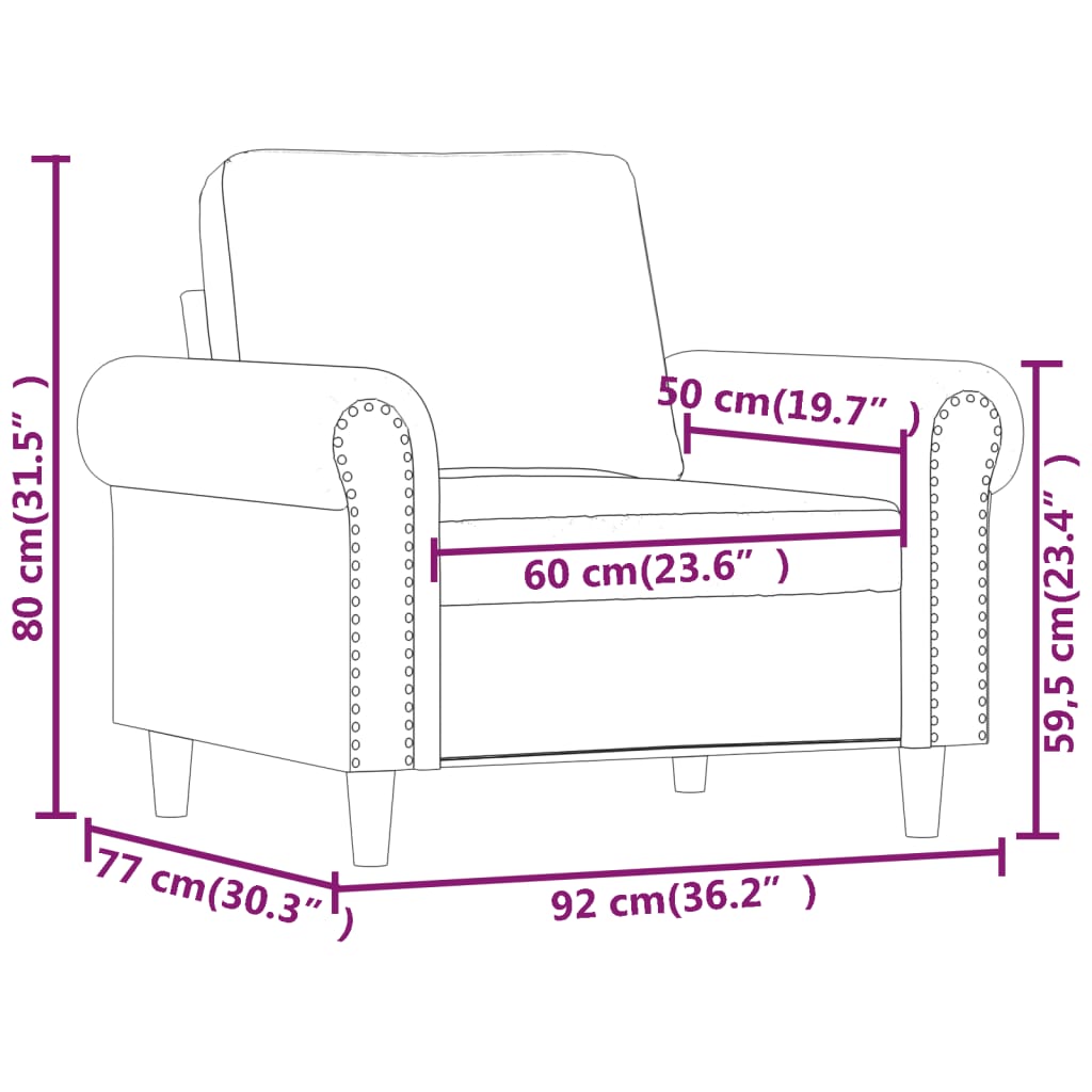 Sessel Braun 60 cm Samt