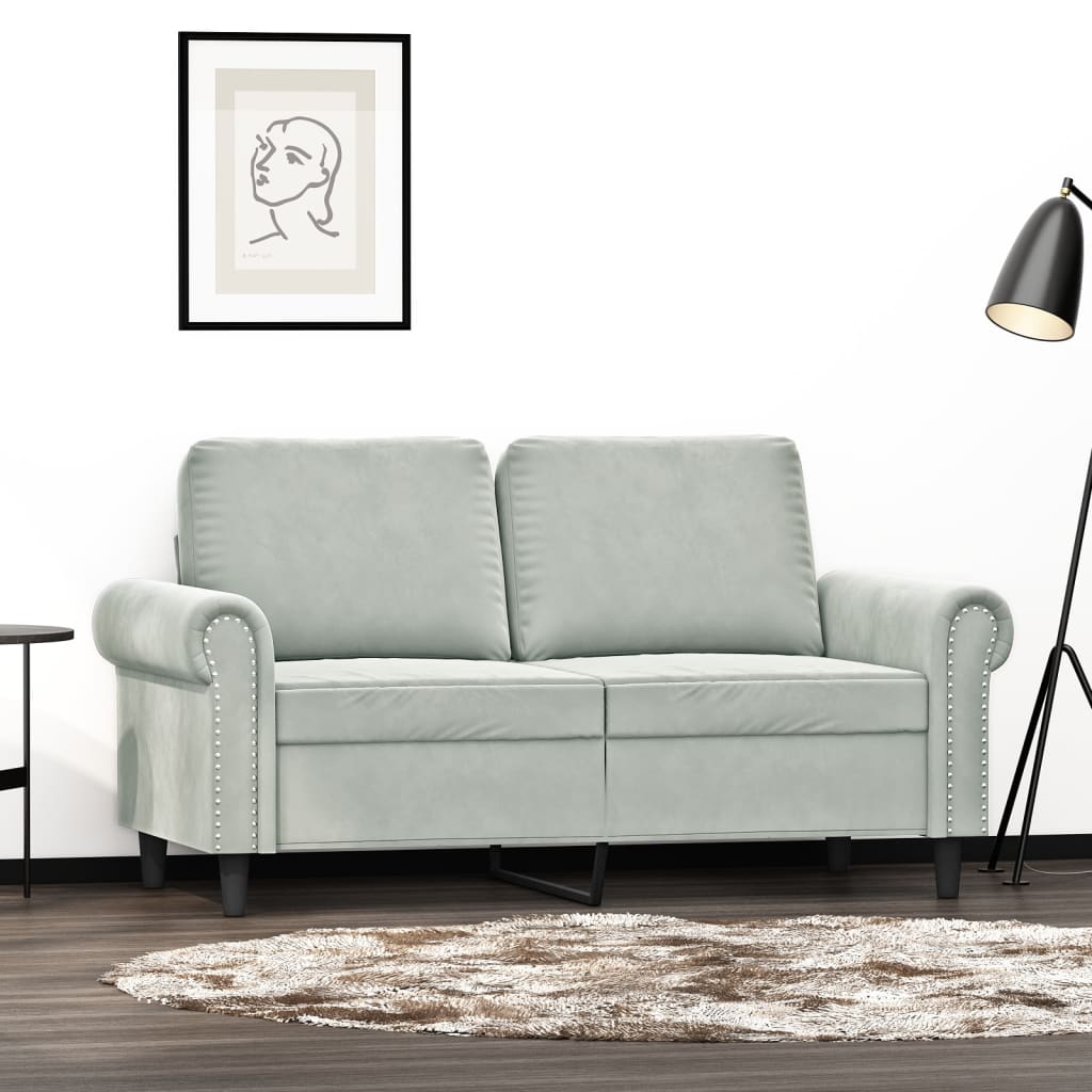 2-Sitzer-Sofa Hellgrau 120 cm Samt